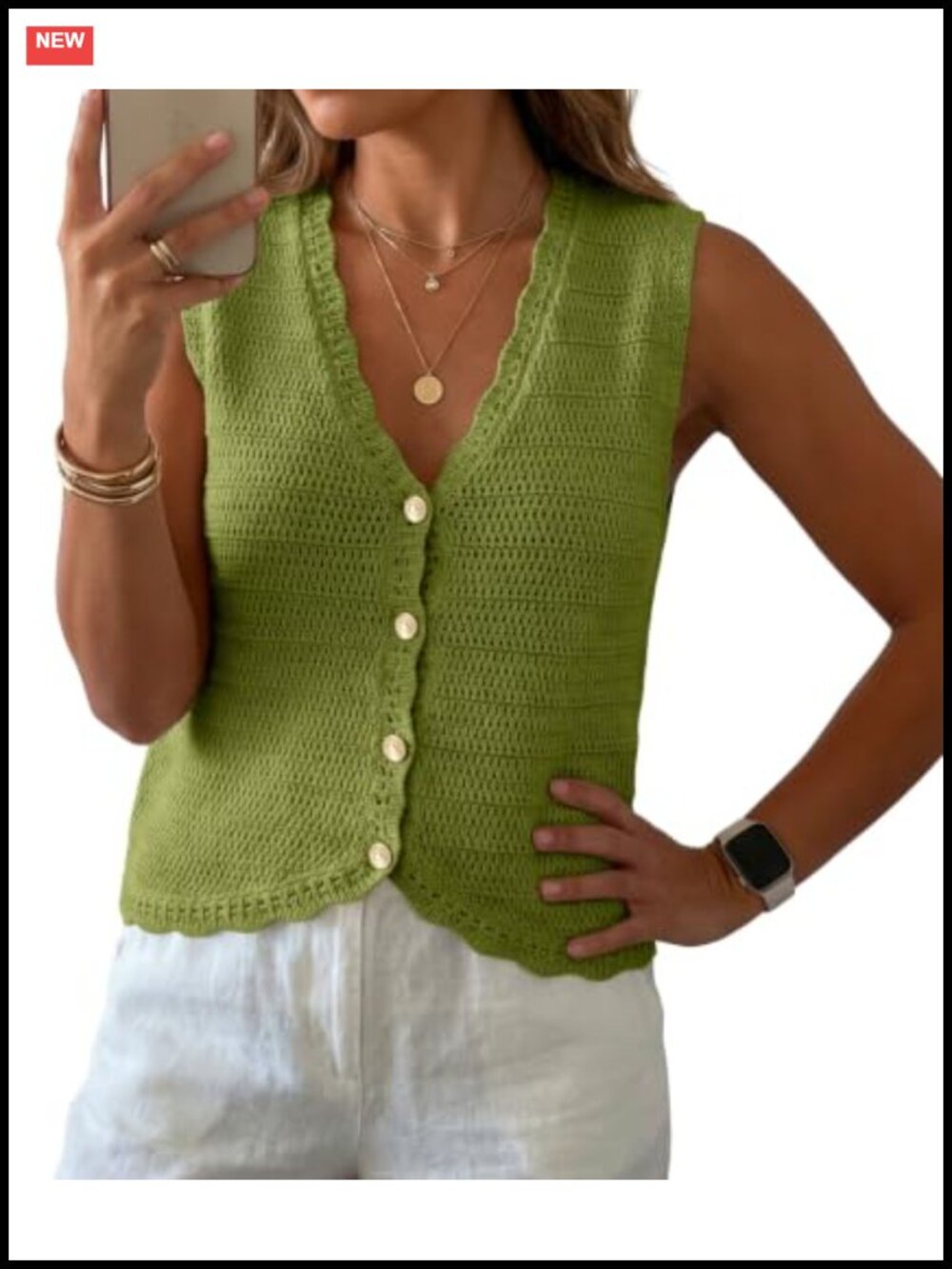 Women's Sleeveless V Neck Knit Sweater Vest Cotton Blend Crop Tank Top